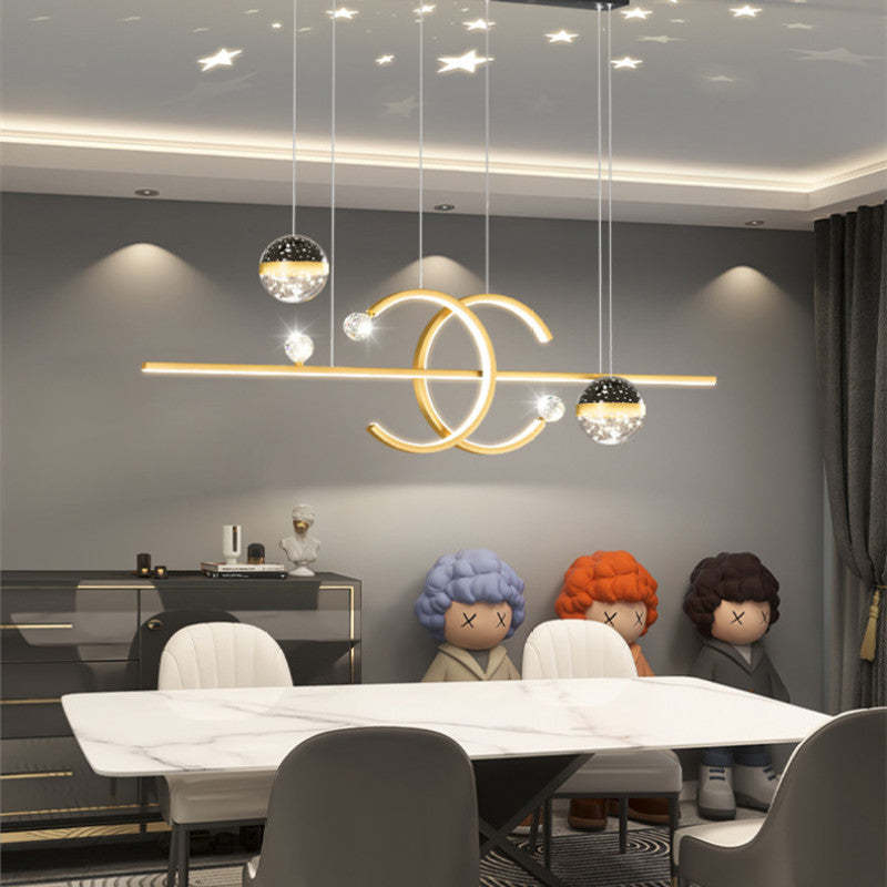 Starry Sky Glow Gold Black Double C Pendant Light